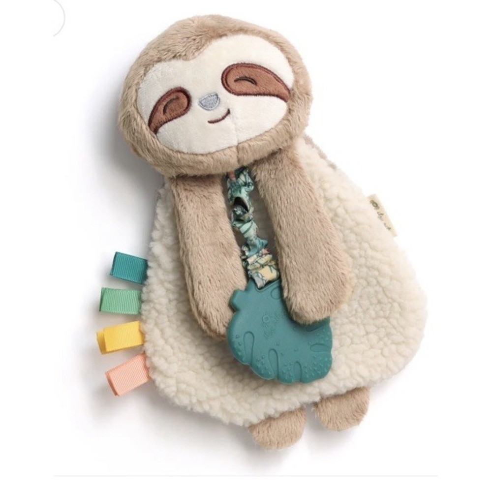Itzy Ritzy Newborn Sloth Crinkle Teether Lovey Plush Sherpa Security Blanket New